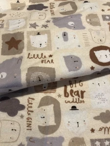Tessuto flanella asilo nido orsetto neutro - BTY - marrone beige marrone grigio bianco - Foto 1 di 5