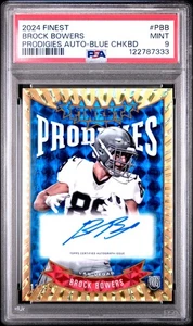 PSA 9 /99 Brock Bowers 2024 Topps Finest Prodigies Auto Blue Checkerboard RC - Picture 1 of 2