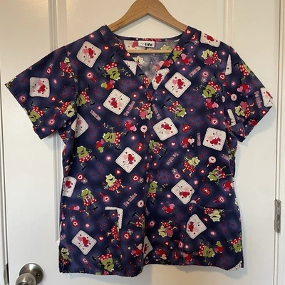 Blusa Médica V Life Rana San Valentín Corazón Talla M Azul Rojo Verde Rosa Veterinario Foto 1 de 4