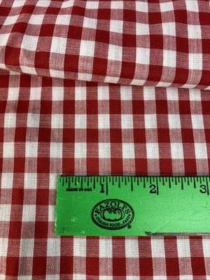 Tela escocesa vintage a cuadros de guinga roja y blanca 1/4" cuadrados 4 yardas x 44" 3 piezas Foto 1 de 4