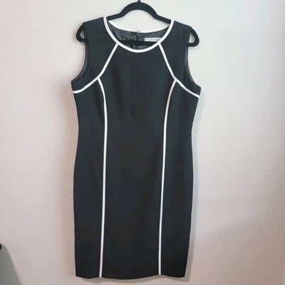 Kasper Black Dress Sleeveless Stretch Crepe Sheath size 12 - Image 1 of 4
