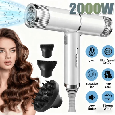Pro Hair Dryer 2000W Fast Drying Ionic Hairdryer with Diffuser Hairdryer UK-Plug