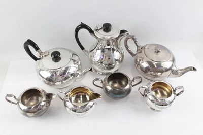 Vintage Silver Plate Inc Teasets Floral Details Mid Century 3193g - Image 1 of 4