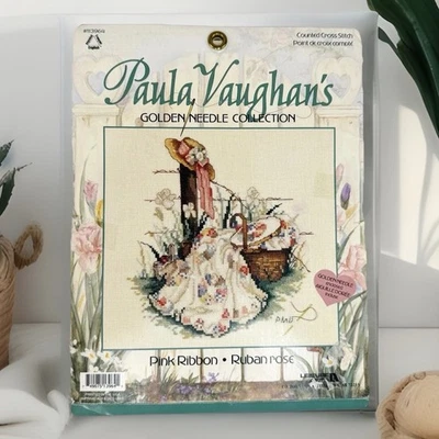 Kit de ponto cruz Paula Vaughan's Golden Needle Collection #113964 fita rosa - Imagem 1 de 4