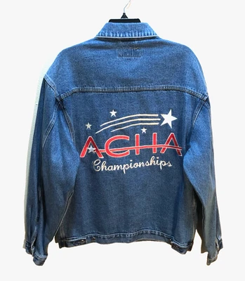 ACHA Championships Hockey Killeen Vintage Blue Denim Finalist Trucker Jacket M - Image 1 of 2