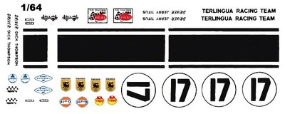 #17 Titus/Thompson 1967 Mustang Terlingua Race Team 1/64th HO Slot Car Decals - Image 1 of 2