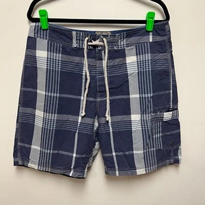J. Crew The Original Longboard Swim Trunks Men’s Size 34 Blue White Mesh Lined - Picture 1 of 7