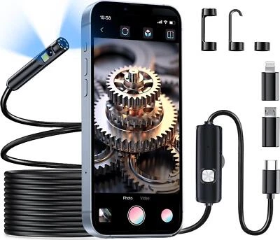 Dual Lens Endoscope Camera With Light TLMUSE Borescope 1920P HD Inspection With
