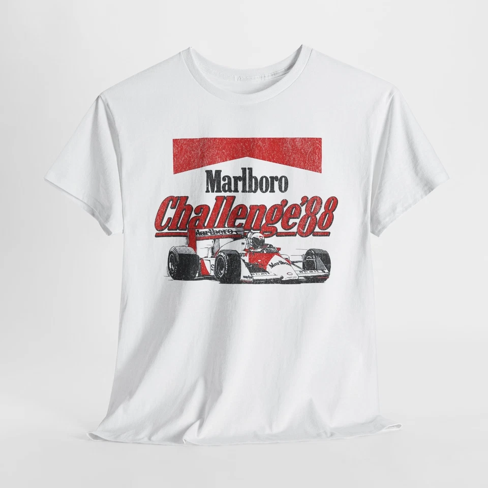 Camiseta de algodón estilo vintage Fórmula 1 1988 Marlboro Challenge Race - S-5XL (DTG) Foto 1 de 1