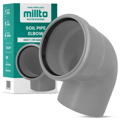 MILLTO Arco de plástico Milto™ 110x110 mm 90º arco de tubería instalación de aguas residuales arco de PP