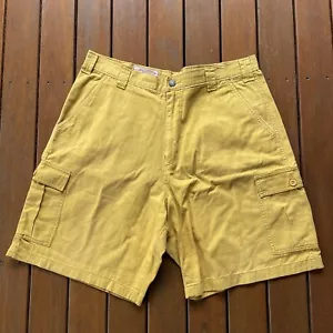 Vintage Stussy Workgear Size 36 Yellow Shorts Cargo Casual Mens - Picture 1 of 6