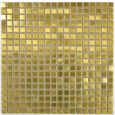 Mosaikfliese Edelstahl Gold Stahl gebürstet Wand Bad 129-0707_b | 1 Mosaikblatt