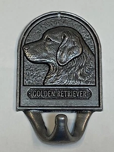 Golden Retriever Silver Metal Plaque Dog Leash Collar Holder Sign Aluminim Hook - Picture 1 of 2