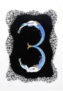 Erte "NUMBER 3" from the Numbers suite 1976 MINT COND FULL SHEET RARE - Picture 1 of 1