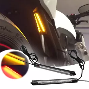 2*Switchback Red&Amber LED Motorcycle Rear Fork Turn Signal Brake Strip Lights - Bild 1 von 9