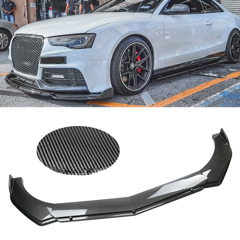 Carbon Fiber Look Front Bumper Lip Spoiler Splitter For Audi A3 A4 A5 A6 S5 S6 Foto 1 de 4