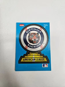 Detroit Tigers 1987 Fleer MLB Logo Sticker Card (Mariners Logo on Back) - Picture 1 of 2