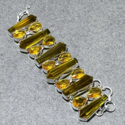 Pulsera de joyas de regalo de aniversario de moda hecha a mano con piedras preciosas de citrino facetadas 9" Foto 1 de 4