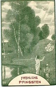 Jugendstil-Künstler-AK Fröhliche PFINGSTEN, Paar im Grünen um 1910 - Picture 1 of 1