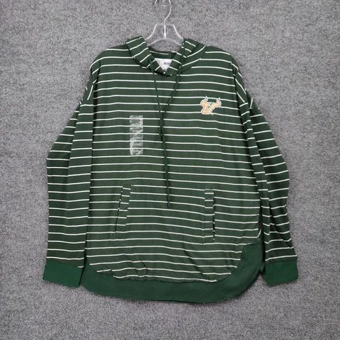 South Florida Bulls Hoodie Mens M Medium Green Pullover Striped NCAA Football Cover