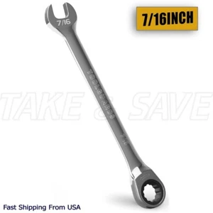 7/16 inch Ratcheting Wrench - Slim Profile - Unbreakable Chrome Vanadium Steel - Picture 1 of 6