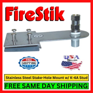 FireStik SS-194A Foro palo montaggio in acciaio inox con perno K-4A antenna radio CB - Foto 1 di 5