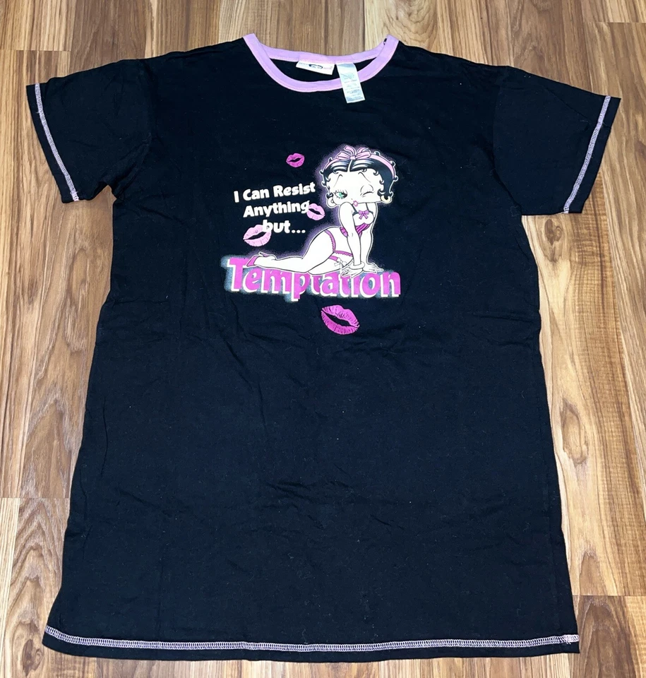 Vintage Betty  boop Y2K  sleep Wear Tshirt Black  Size Medium - Image 1 of 4