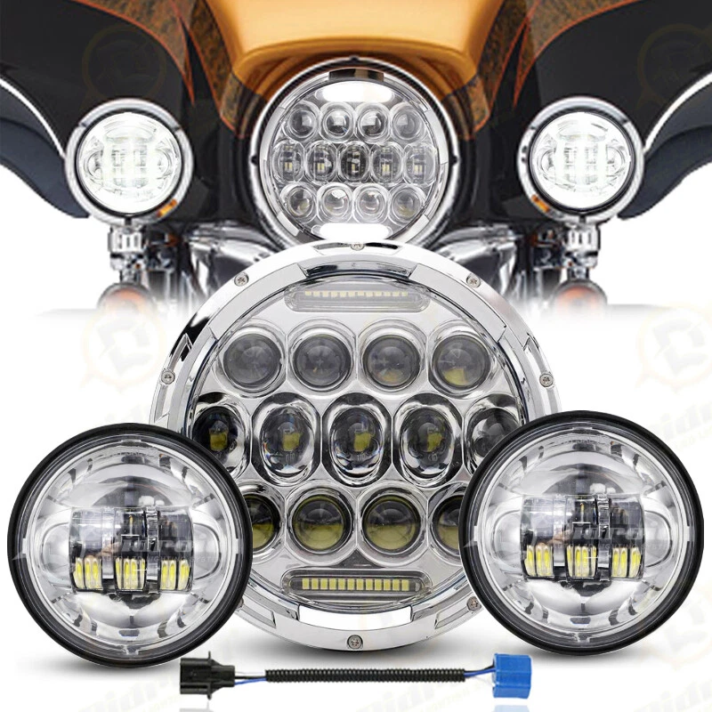 Faro LED DRL de 7 pulgadas + luces de paso para Harley Davidson Touring Road King Foto 1 de 4