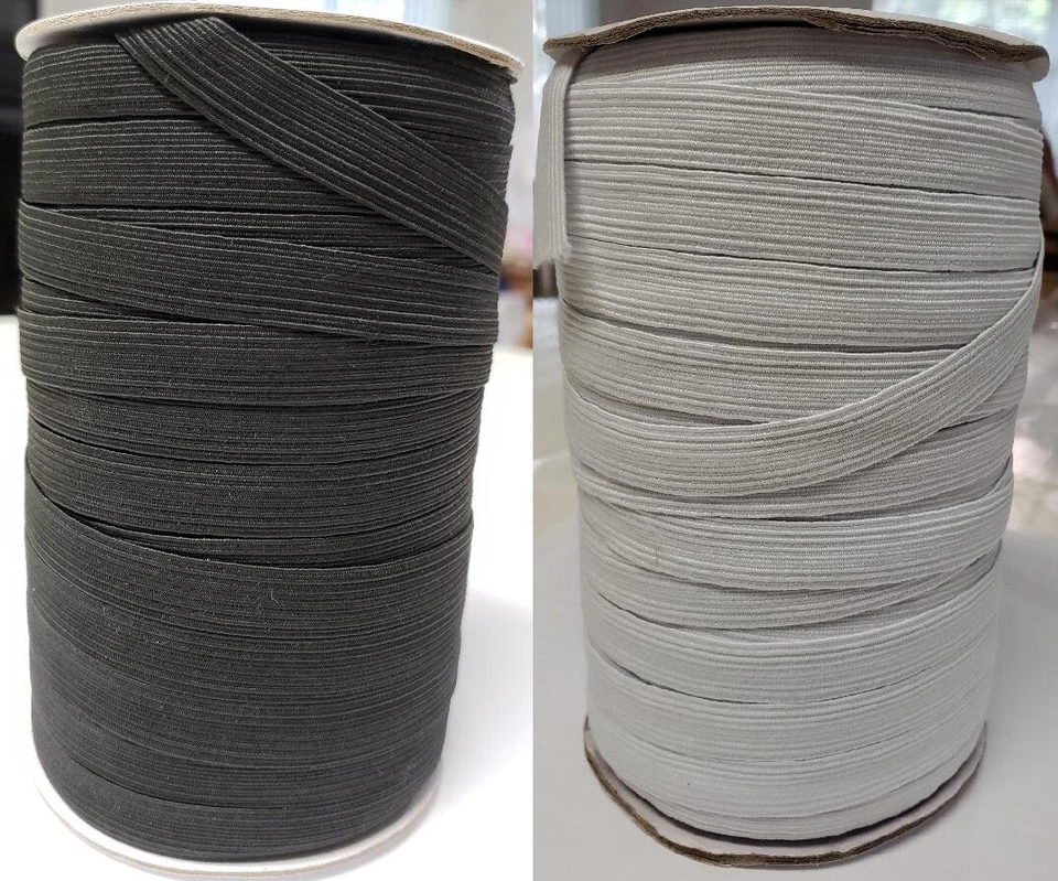 Banda elástica de 1/2 pulgada de ancho (12 mm) blanca/negra de 5 a 10 yardas para ropa de máscara Foto 1 de 1