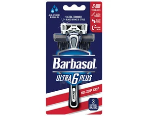 Barbasol Ultra 6 Plus Disposable Razors (3 Count) - Pack of 1 - Picture 1 of 4