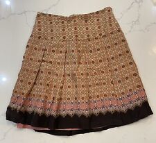 Tape Measure Women's Skirt Size 4 A-Line Knee Length Pink Brown Silk