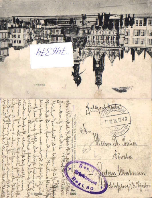 746374 France Marktplatz WW1 Soldaten Stempel Briefstempel Res. Regt. 30 - Bild 1 von 1