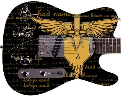 Guitarra fotográfica autografiada con letras de Bon Jovi  Foto 1 de 3