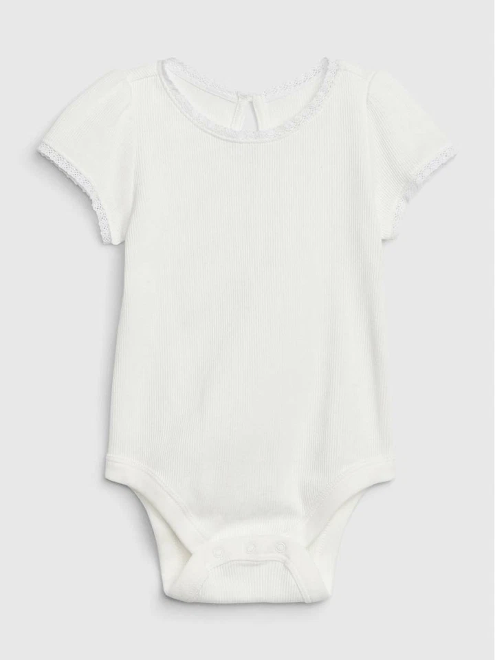 NUEVO GAP Baby Picot Ribete Acanalado Body Blanco Talla 0-3 Meses Foto 1 de 1
