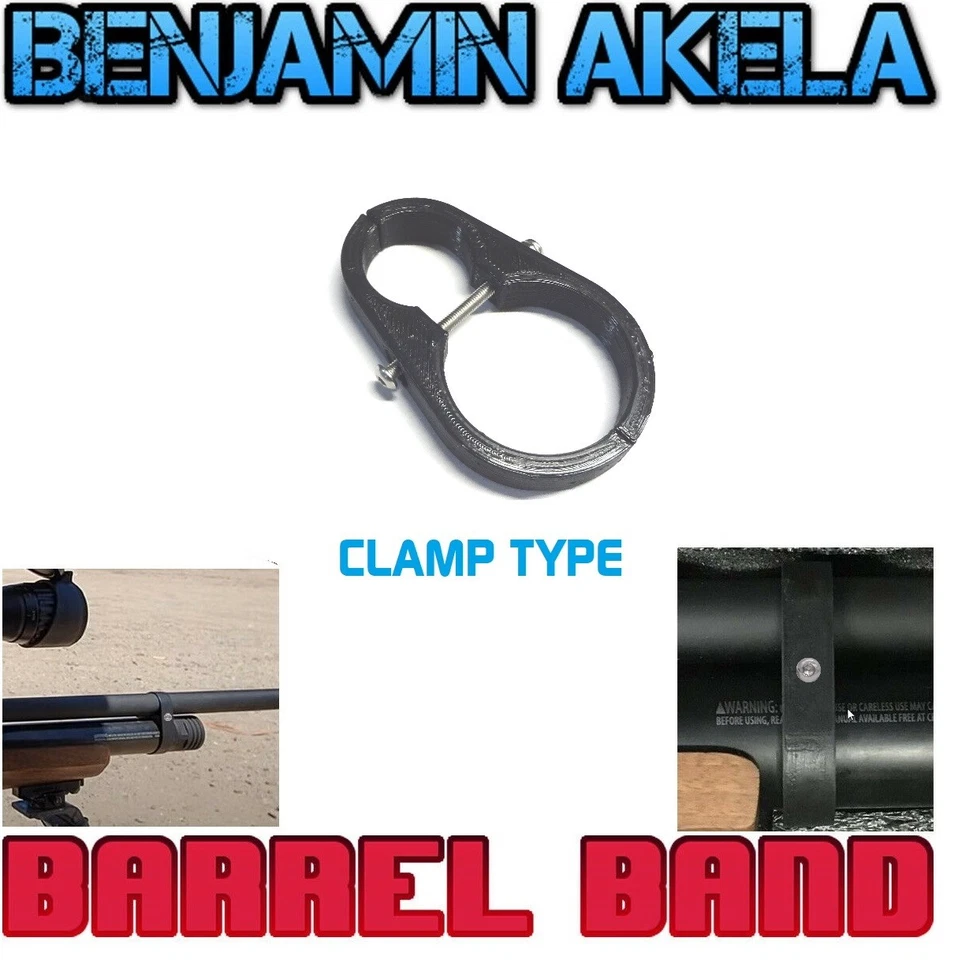 RCR3D New design .22 Benjamin akela barrel band mod clamp style easy bolt on