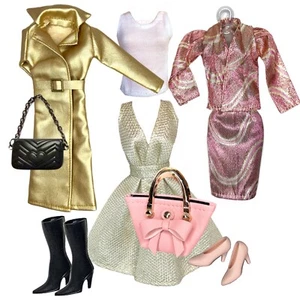 Eledoll Clothes Fashion Pack for 12 inch Fashion Doll GOLD LONG COAT Set C1 - Picture 1 of 2