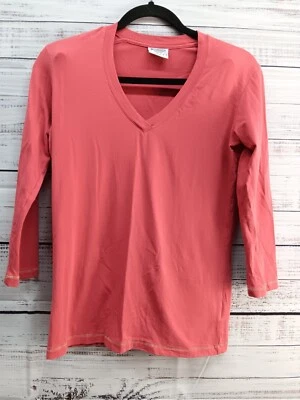 COLUMBIA T-Shirt Women's Size Small  Red Cotton V-Neck Long Sleeve  - Image 1 of 4