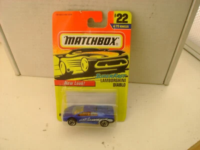 1996 MATCHBOX SUPERFAST #22 BLUE LAMBORGHINI DIABLO NEW ON CARD - Image 1 of 3