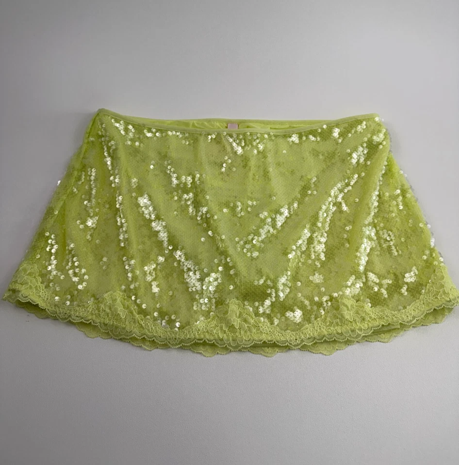 Minifalda Victoria's Secret de lentejuelas con bragas incorporadas amarillo neón XL NUEVA CON ETIQUETAS Foto 1 de 4