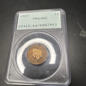 1907 Philadelphia Indian Head Cent Proof-64 Red PCGS Graded Rattler - Picture 1 of 3