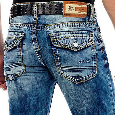 Cipo & Baxx Dallas Thick Stitch Mens Jeans Straight Cut True Sizes • 74€