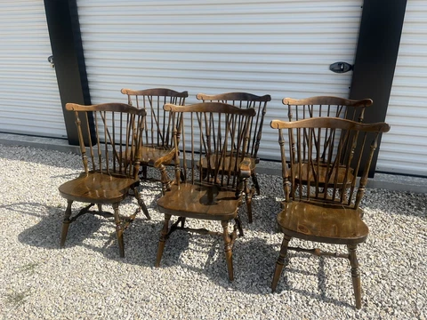 6 Ethan Allen Fiddleback Duxbury Windsor Old Tavern Pine Chairs 12-6010 Cover