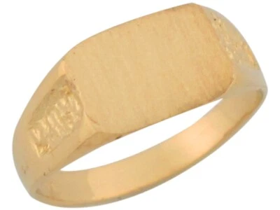 10k or 14k Yellow Gold Rectangular Signet Attractive Designer Childrens Ring - Image 1 of 4