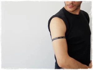 Upper Arm Bracelet Yin Yang Armaband Elven LARP Leather Armlet Leather Arm - Picture 1 of 11