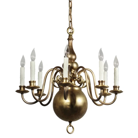 Antique Colonial Revival Brass Chandelier, Early 1900’s, NC4384 Cover