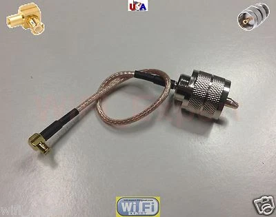 UHF Male PL259 to MCX M/F STRAIGHT ANGLED RF pigtail Cable COAX RG316 4-20inch - Image 1 of 4