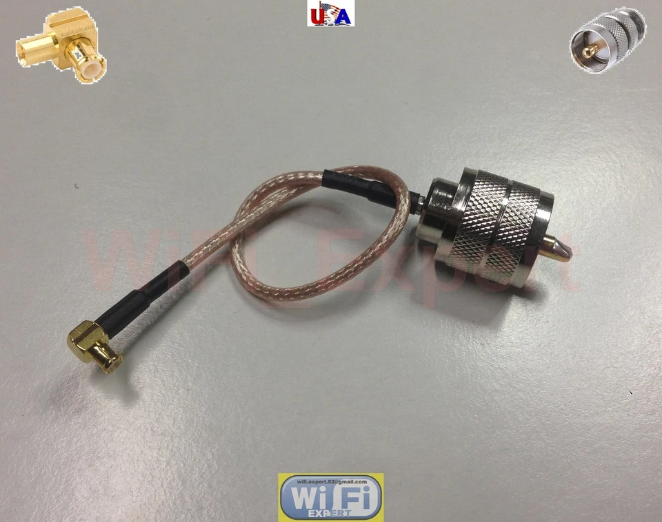 UHF Male PL259 to MCX M/F STRAIGHT ANGLED RF pigtail Cable COAX RG316 4-20inch - Image 1 of 4