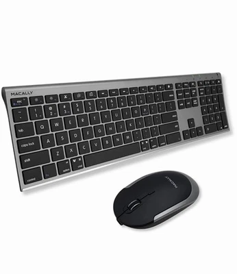 New Macally Space Gray Bluetooth Wireless Keyboard & Mouse For Mac Multi Device - Image 1 of 4