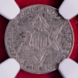 NGC AU! 1857 THREE CENT SILVER - Picture 1 of 5