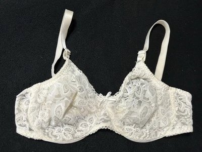 Vtg BALI 2432 Traditional Semi Demi Floral Sheer Lace Underwire 36C White Bra - Image 1 of 4
